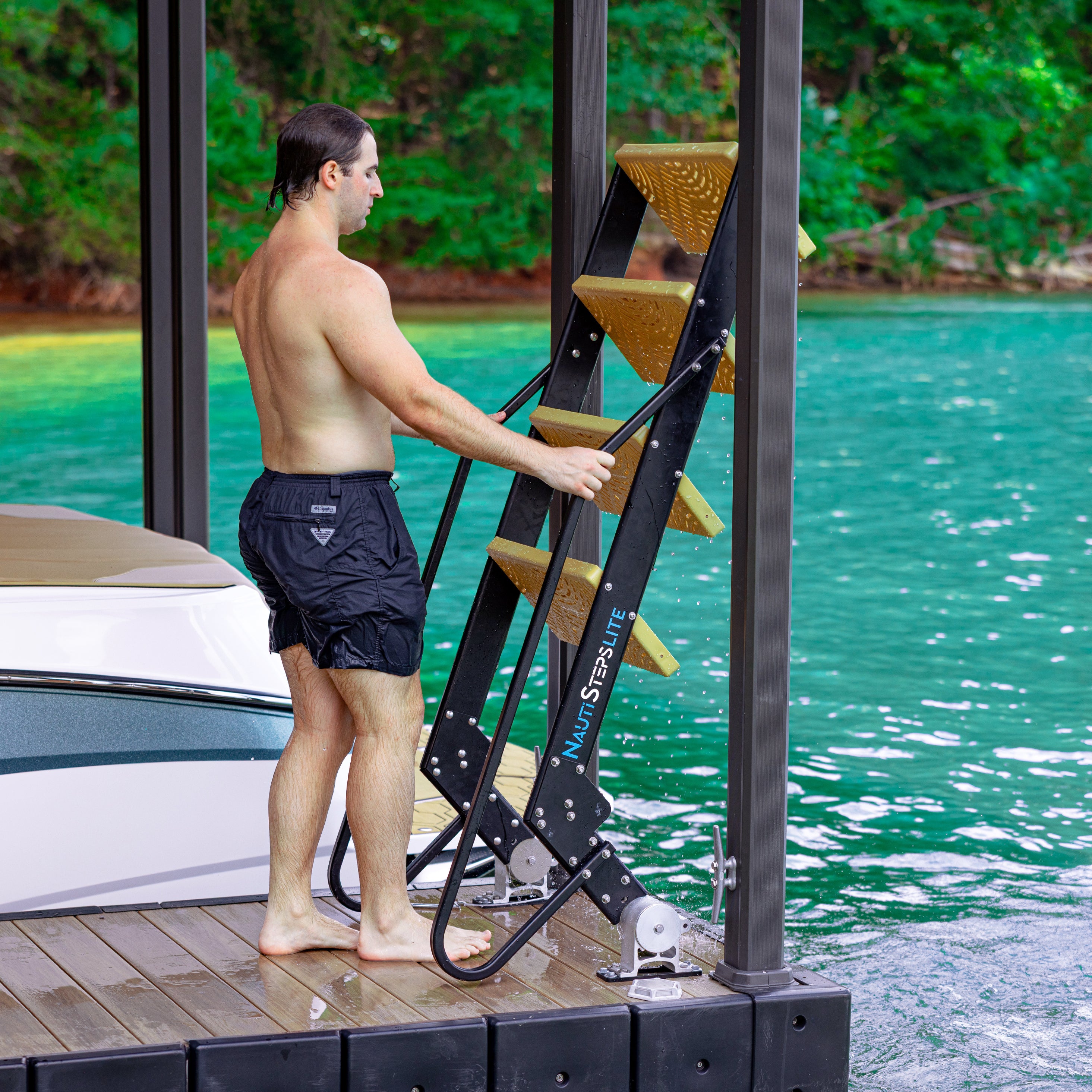 NautiSteps Lite - Compact Spring Assisted Dock Ladder