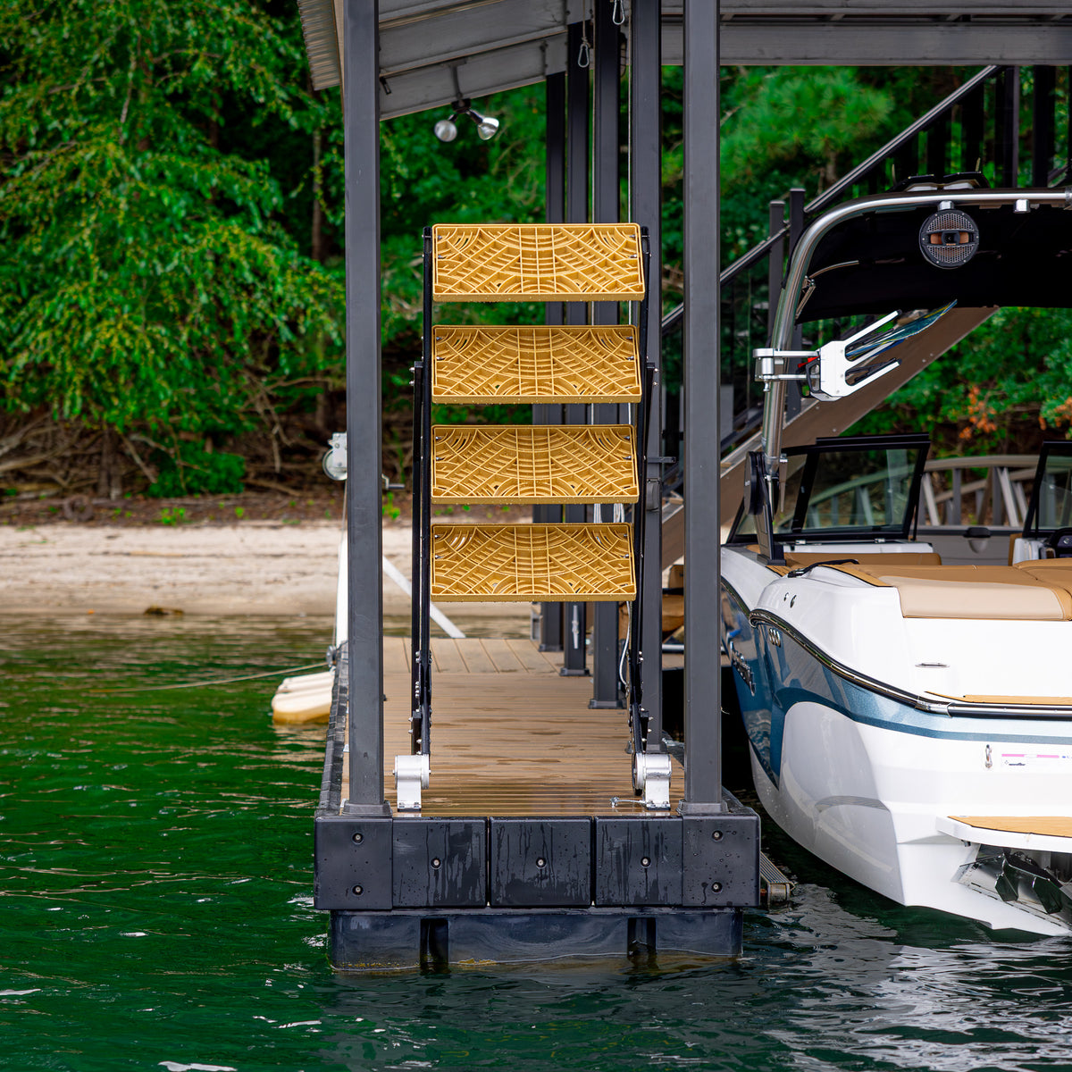NautiSteps Lite - Compact Spring Assisted Dock Ladder – Tie Down Marine