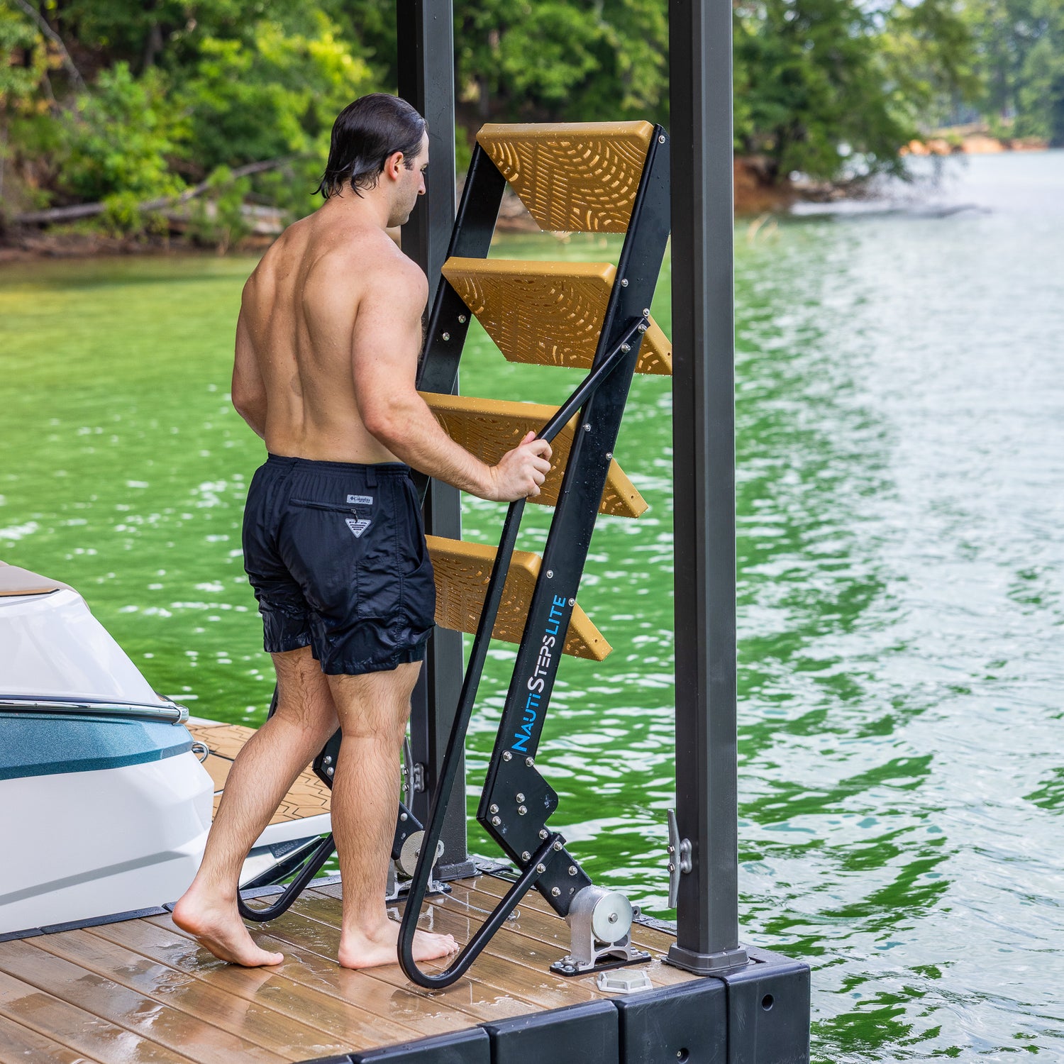NautiSteps Lite - Compact Spring Assisted Dock Ladder