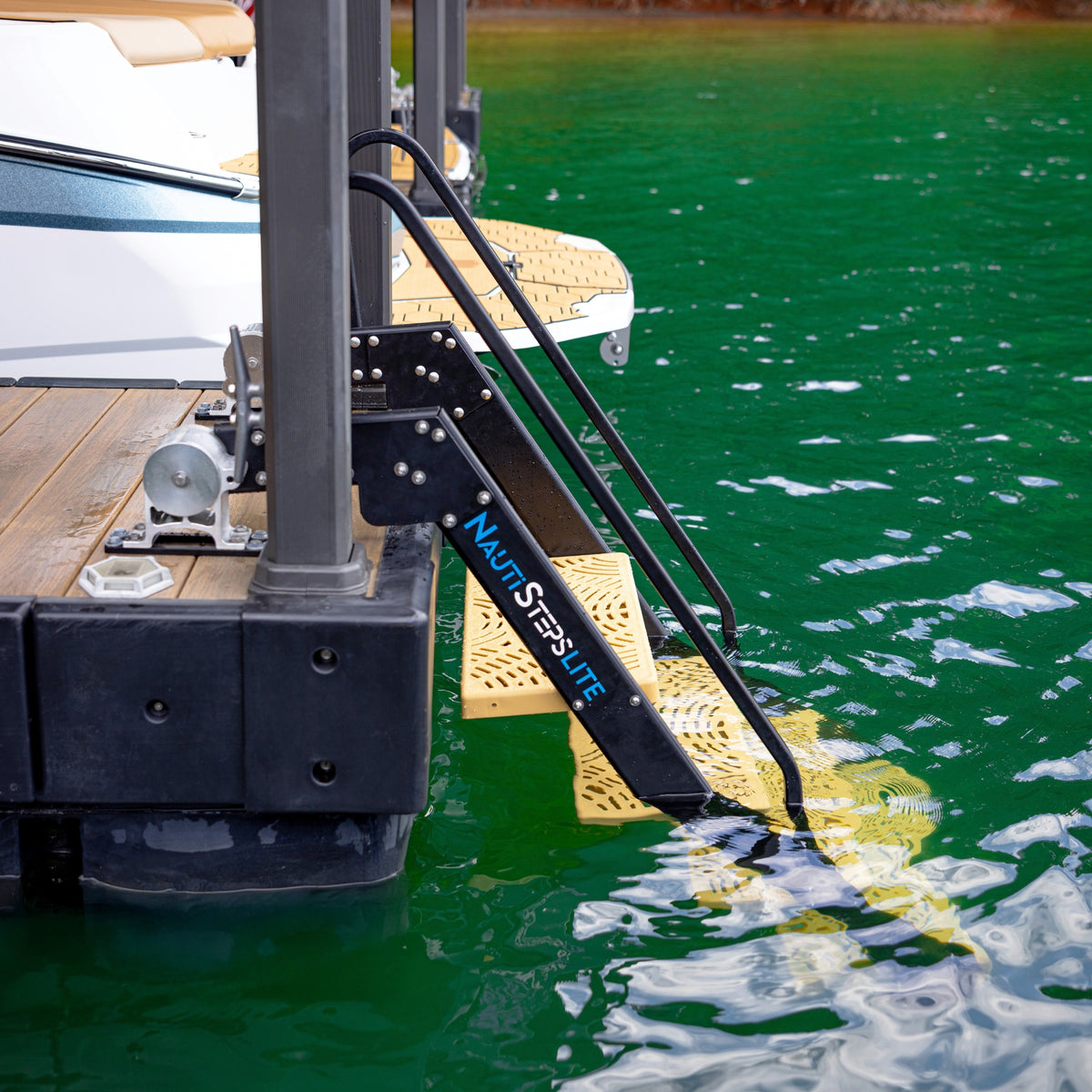 NautiSteps Lite - Compact Spring Assisted Dock Ladder – Tie Down Marine